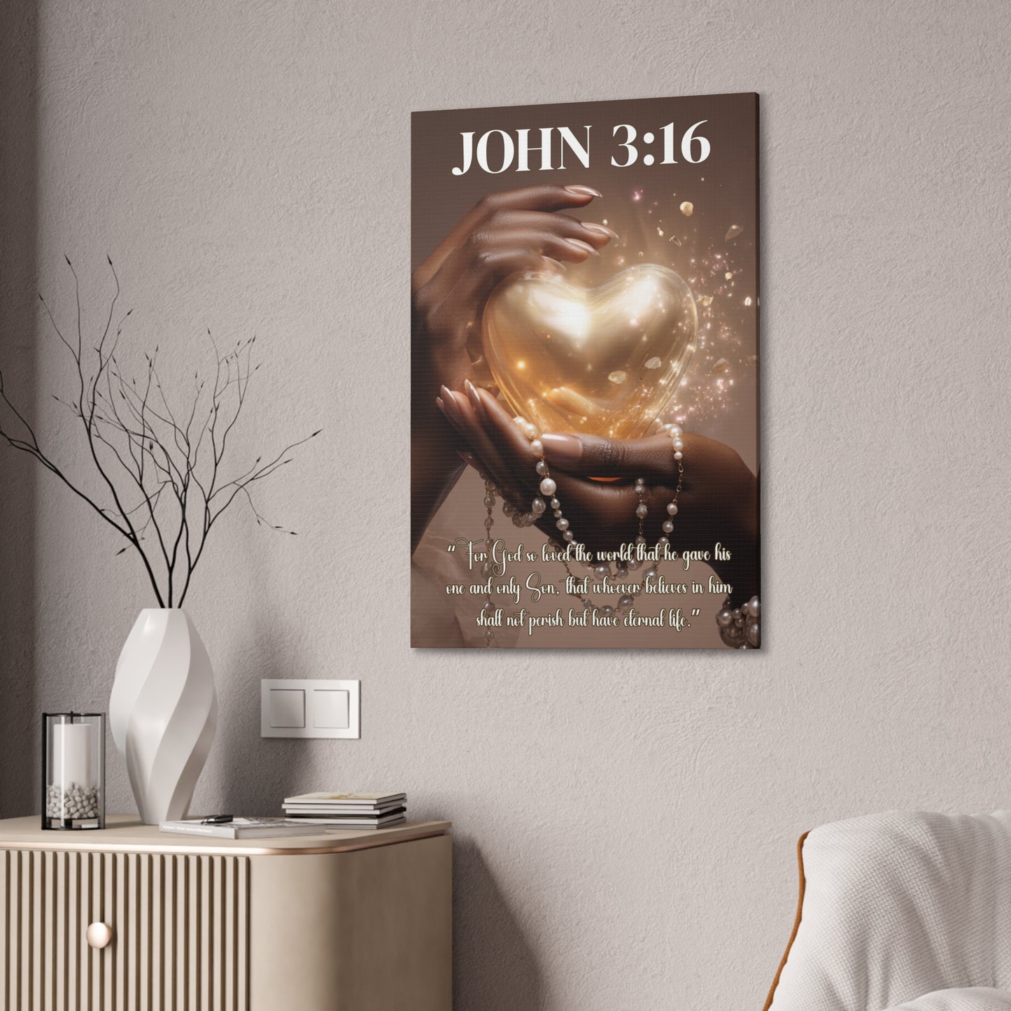 For God So Loved the World | John 3:16 Christian Canvas Wall Art