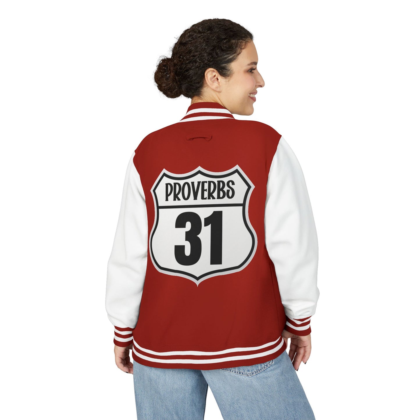 P:31 Letterman Jacket – Proverbs 31 Faith & Fashion Varsity Style for Women of Purpose