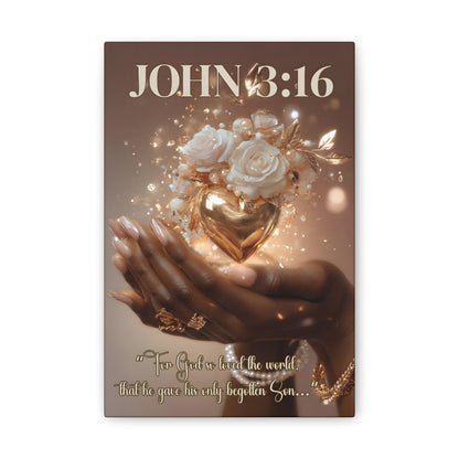 For God So Loved the World | John 3:16 Christian Canvas Wall Art