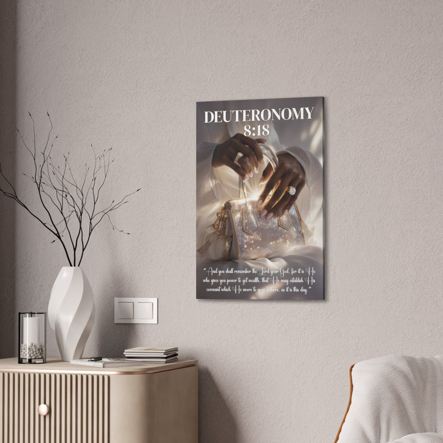 It Is God Who Gives Power to Get Wealth | Deuteronomy 8:18 Christian Canvas Wall Art