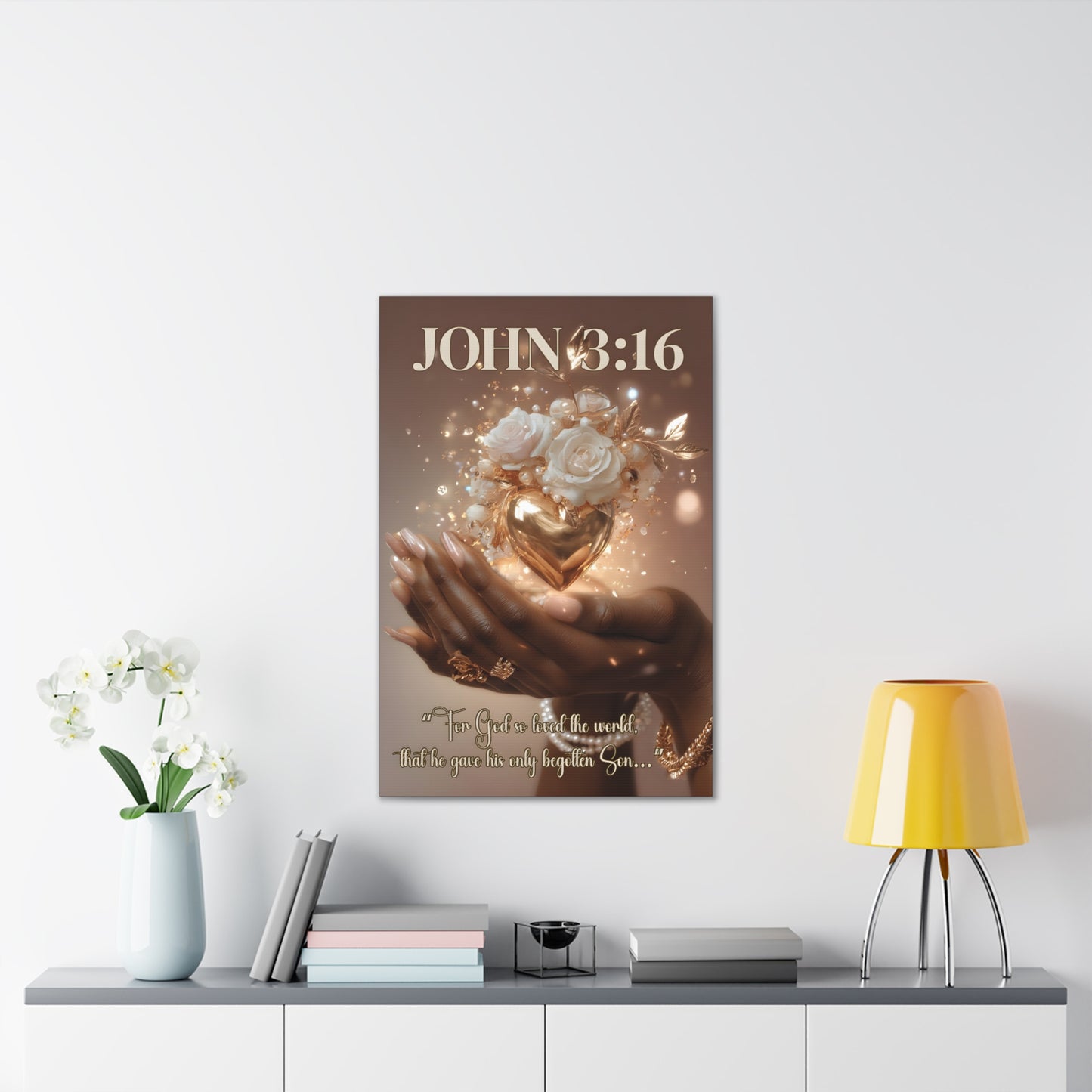 For God So Loved the World | John 3:16 Christian Canvas Wall Art