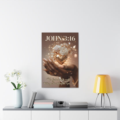 For God So Loved the World | John 3:16 Christian Canvas Wall Art