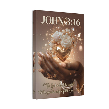 For God So Loved the World | John 3:16 Christian Canvas Wall Art