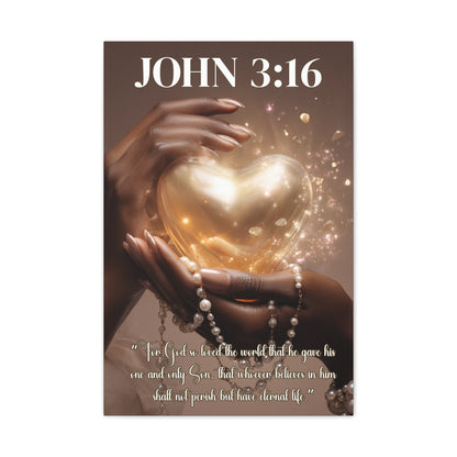 For God So Loved the World | John 3:16 Christian Canvas Wall Art