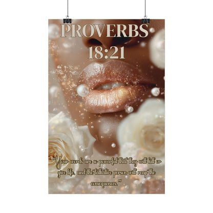 Life and Death Are in the Power of the Tongue | Proverbs 18:21 Christian Wall Art Poster’