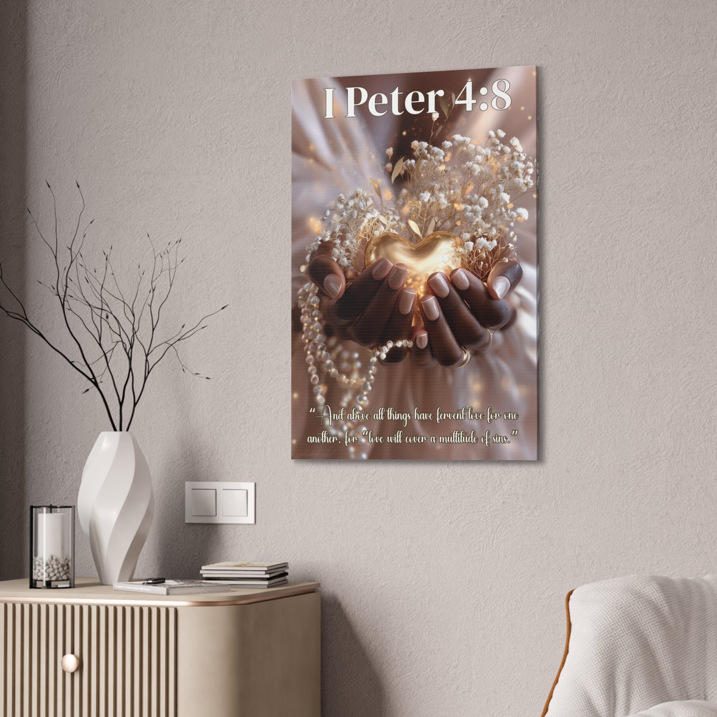 Love Covers a Multitude of Sins | 1 Peter 4:8 Christian Canvas Wall Art