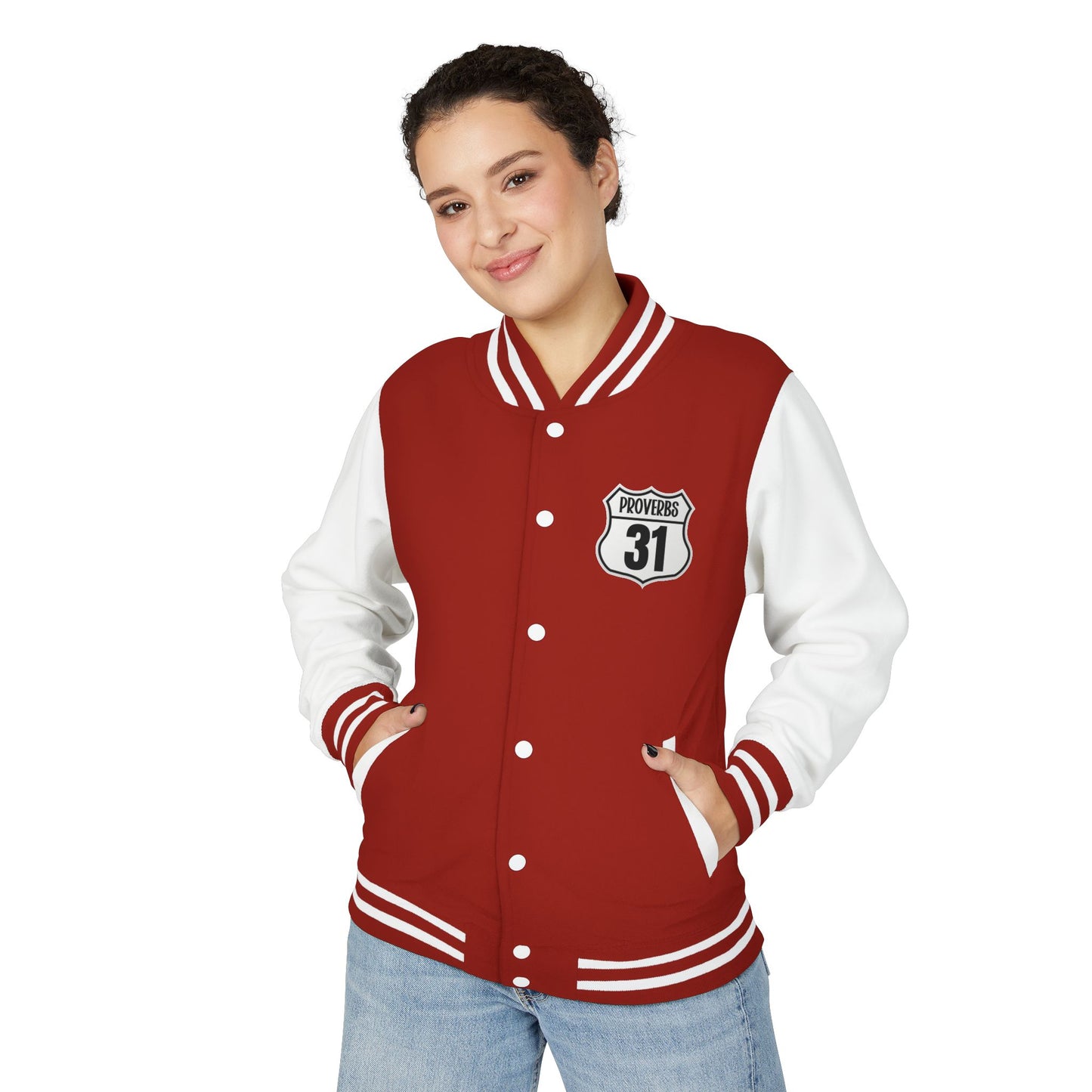 P:31 Letterman Jacket – Proverbs 31 Faith & Fashion Varsity Style for Women of Purpose