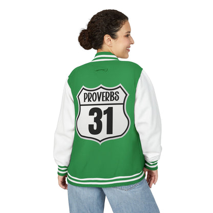 P:31 Letterman Jacket – Proverbs 31 Faith & Fashion Varsity Style for Women of Purpose