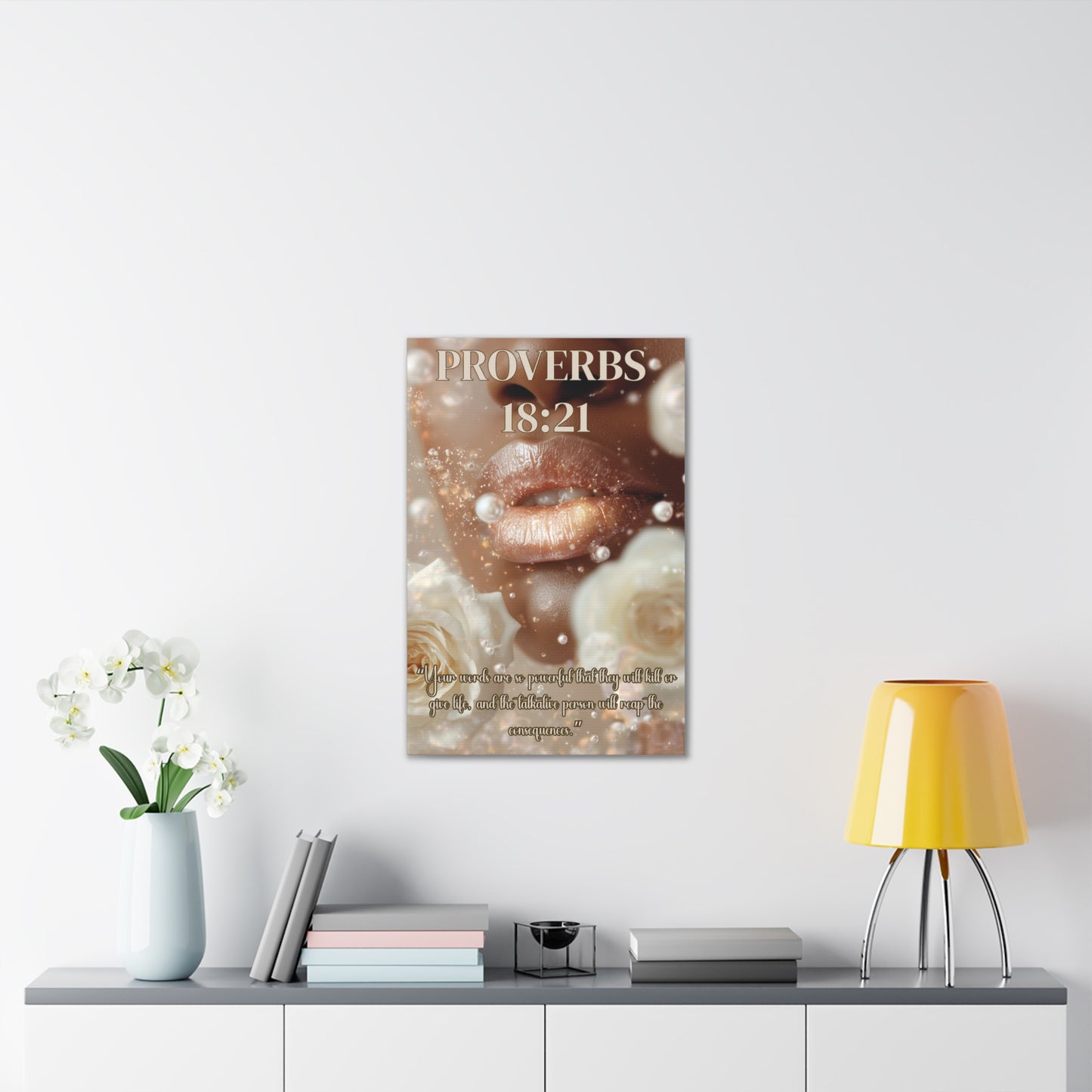 Life and Death Are in the Power of the Tongue | Proverbs 18:21 Christian Canvas Wall Art