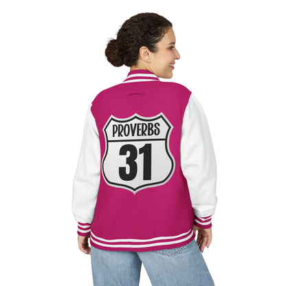 P:31 Letterman Jacket – Proverbs 31 Faith & Fashion Varsity Style for Women of Purpose