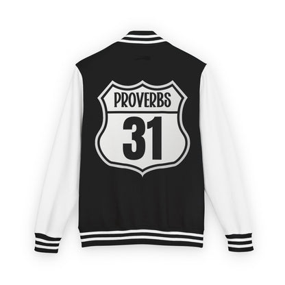P:31 Letterman Jacket – Proverbs 31 Faith & Fashion Varsity Style for Women of Purpose