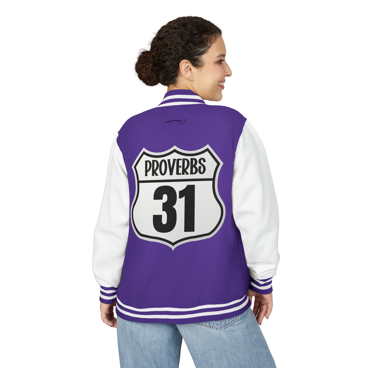 P:31 Letterman Jacket – Proverbs 31 Faith & Fashion Varsity Style for Women of Purpose
