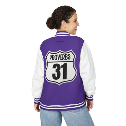 P:31 Letterman Jacket – Proverbs 31 Faith & Fashion Varsity Style for Women of Purpose