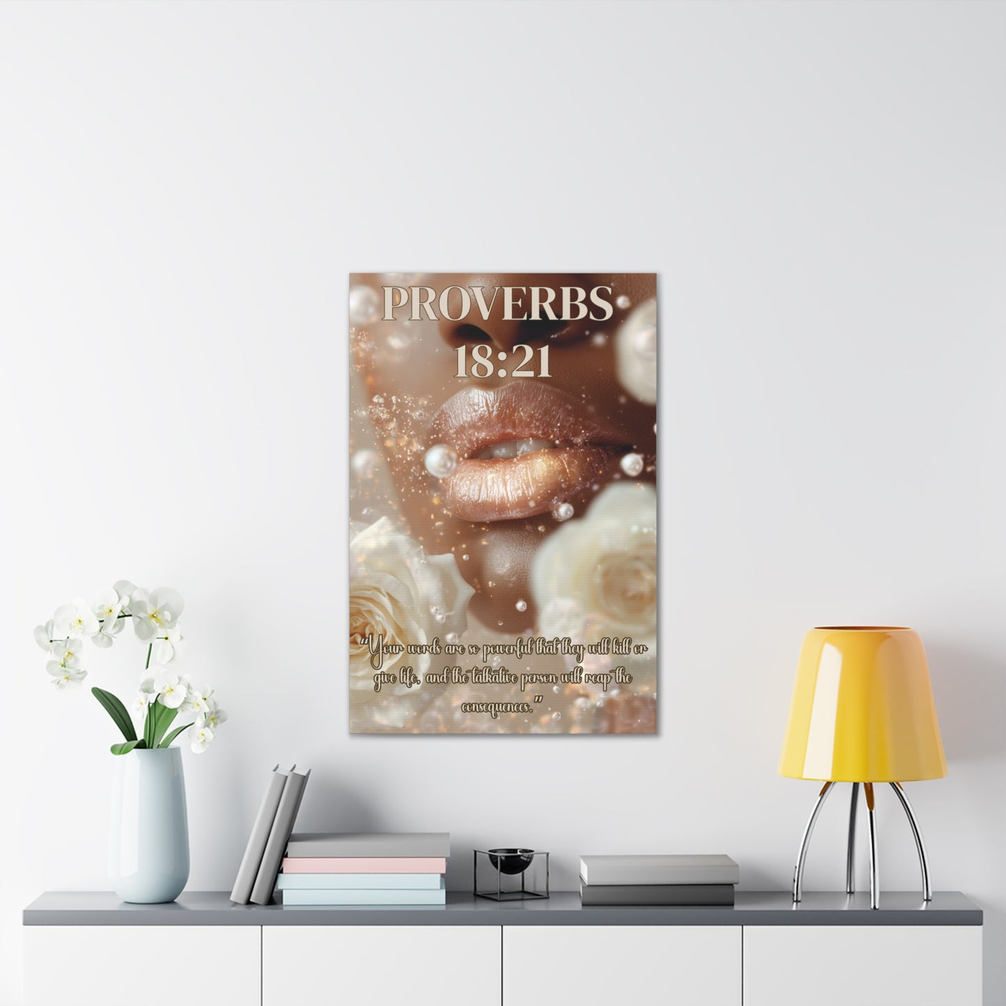 Life and Death Are in the Power of the Tongue | Proverbs 18:21 Christian Canvas Wall Art