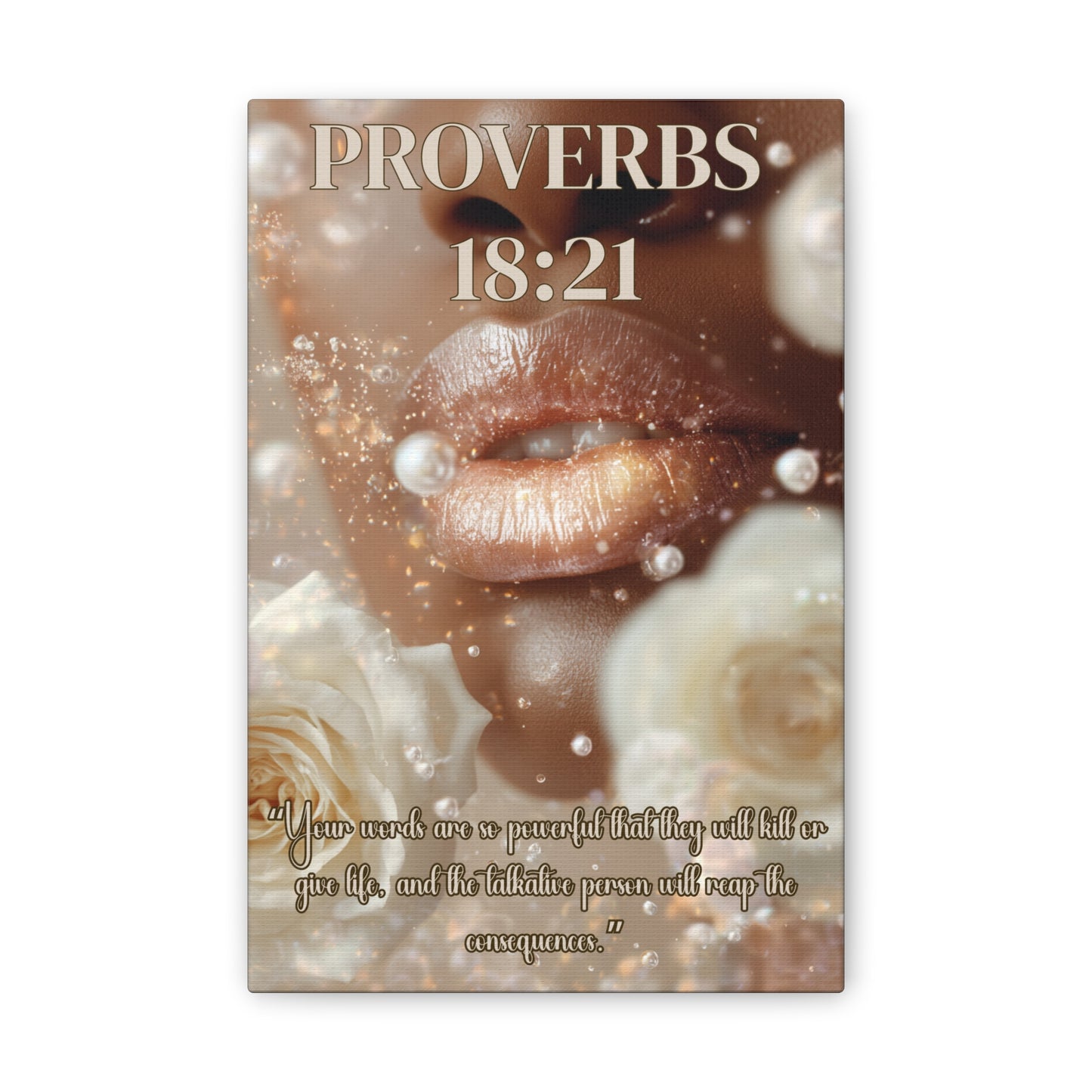 Life and Death Are in the Power of the Tongue | Proverbs 18:21 Christian Canvas Wall Art