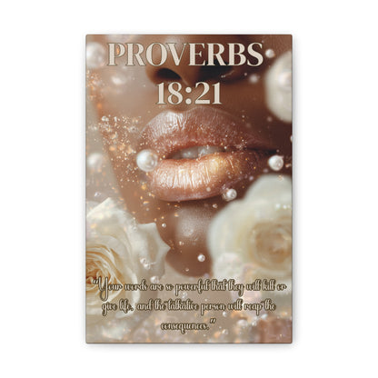 Life and Death Are in the Power of the Tongue | Proverbs 18:21 Christian Canvas Wall Art