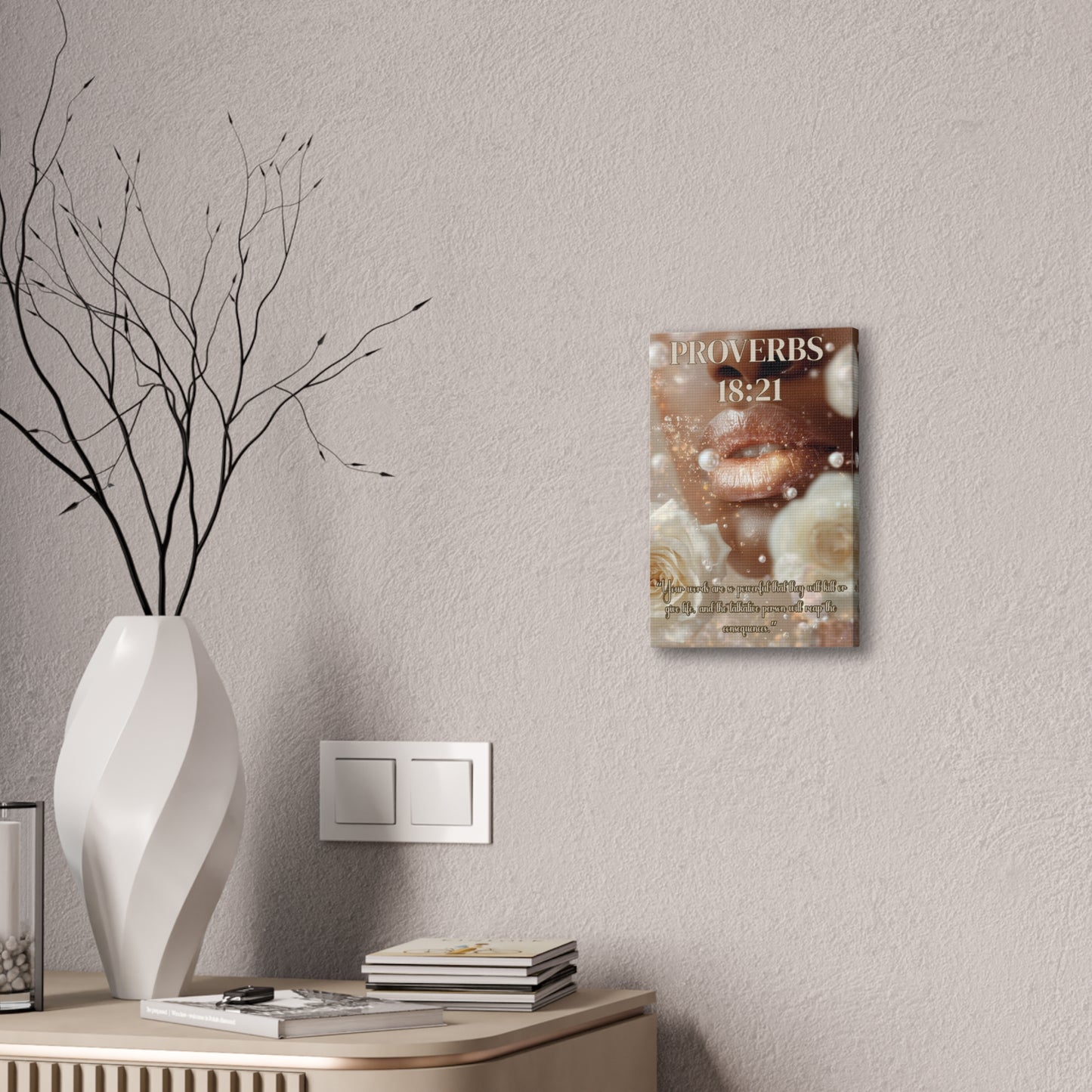 Life and Death Are in the Power of the Tongue | Proverbs 18:21 Christian Canvas Wall Art