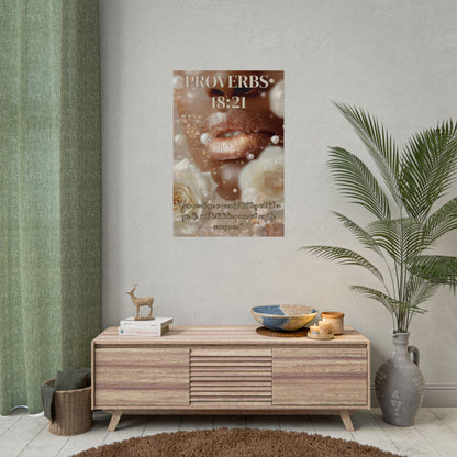 Life and Death Are in the Power of the Tongue | Proverbs 18:21 Christian Wall Art Poster’