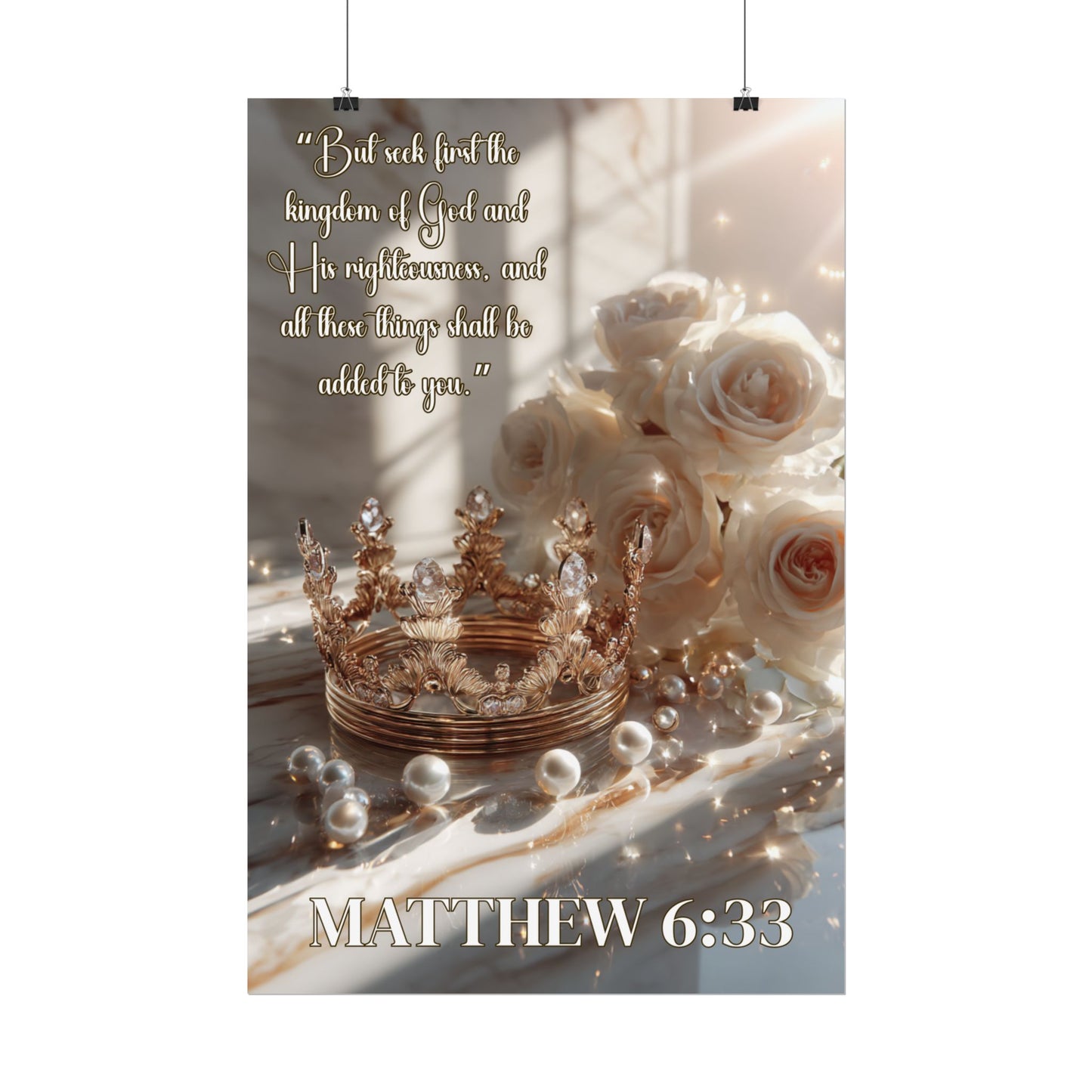 Seek Ye First the Kingdom of God | Matthew 6:33 Christian Wall Art Poster