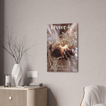 Love Covers a Multitude of Sins | 1 Peter 4:8 Christian Canvas Wall Art