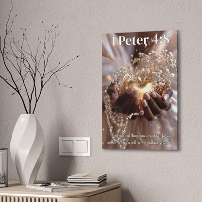 Love Covers a Multitude of Sins | 1 Peter 4:8 Christian Canvas Wall Art
