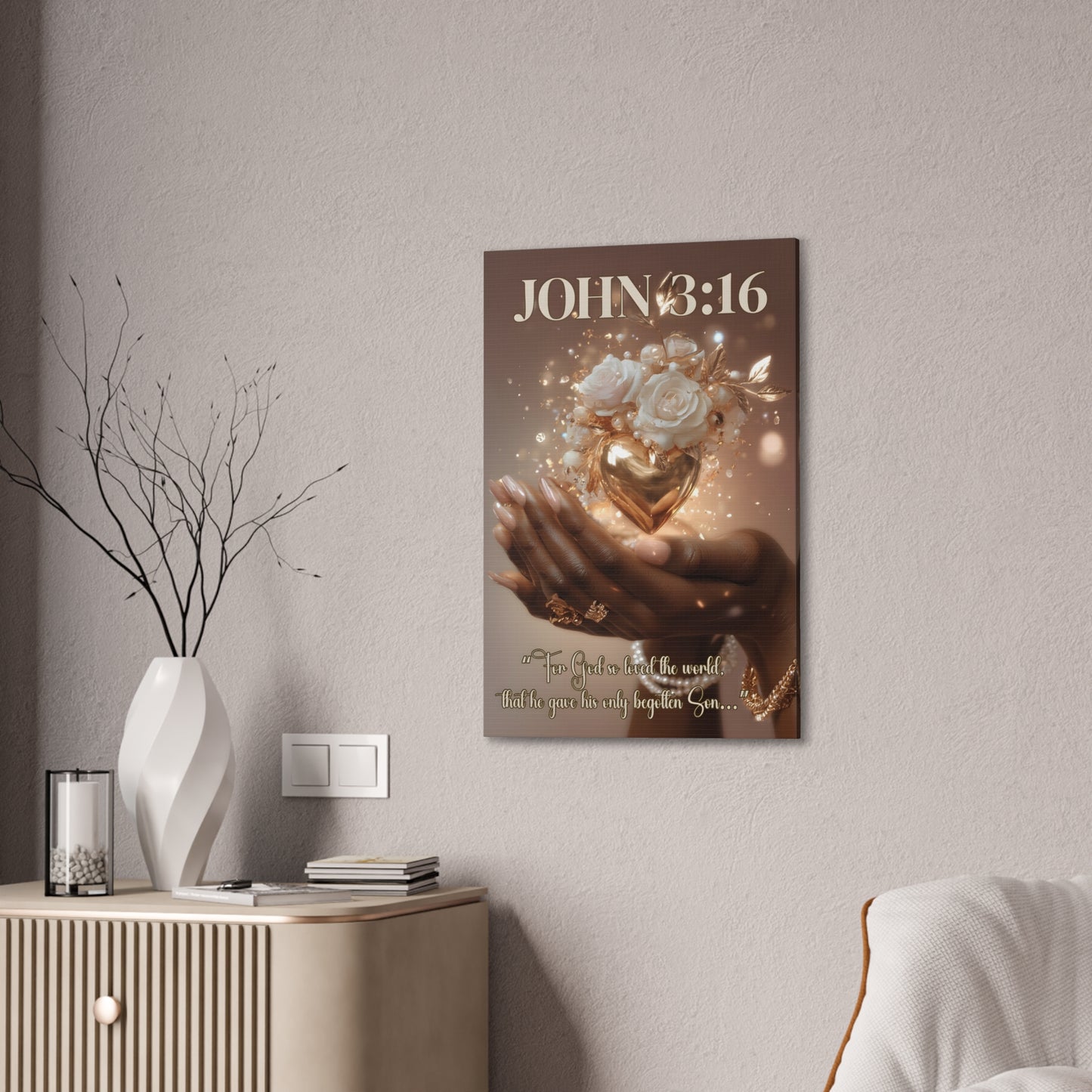 For God So Loved the World | John 3:16 Christian Canvas Wall Art