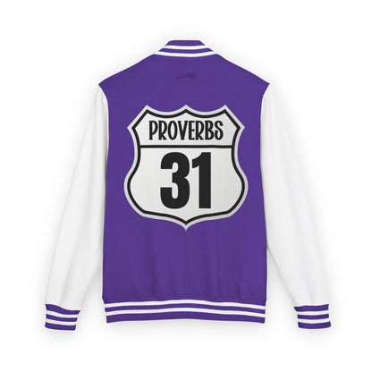 P:31 Letterman Jacket – Proverbs 31 Faith & Fashion Varsity Style for Women of Purpose