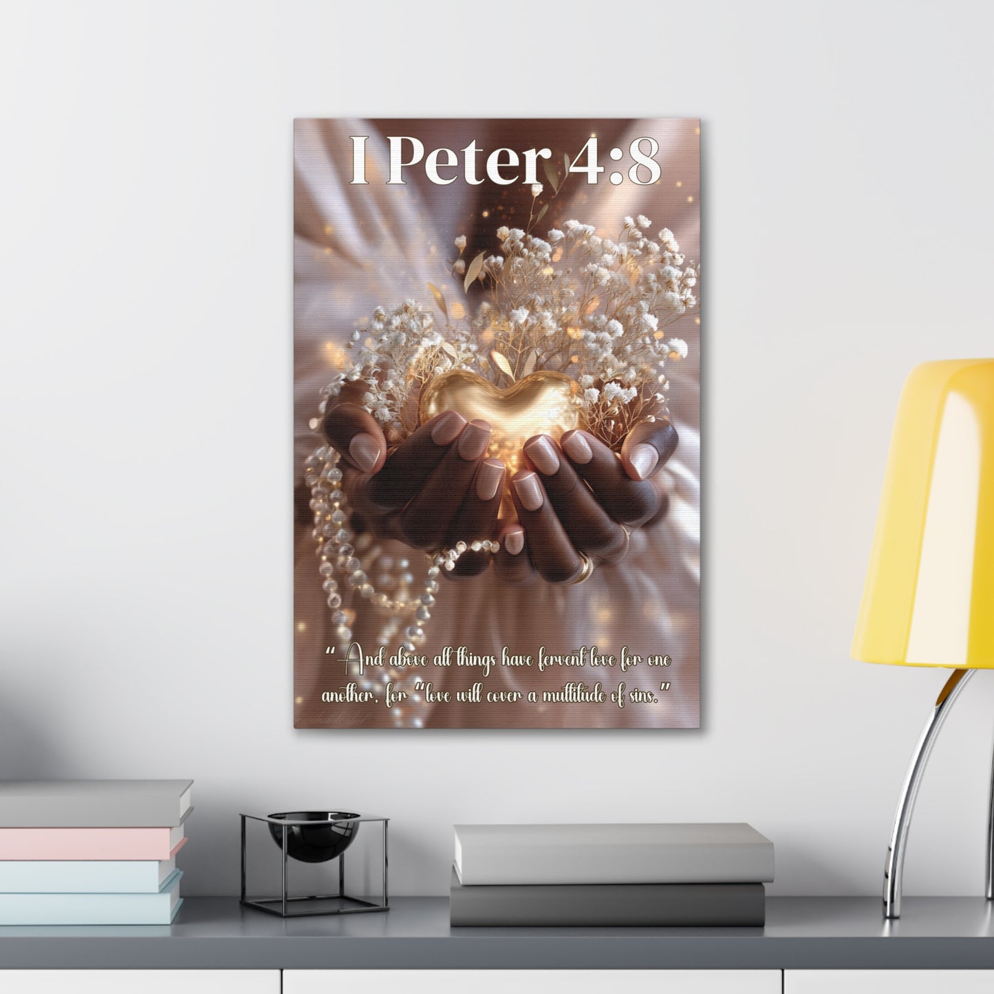 Love Covers a Multitude of Sins | 1 Peter 4:8 Christian Canvas Wall Art
