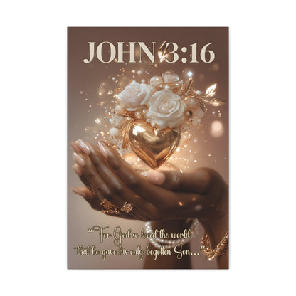 For God So Loved the World | John 3:16 Christian Canvas Wall Art