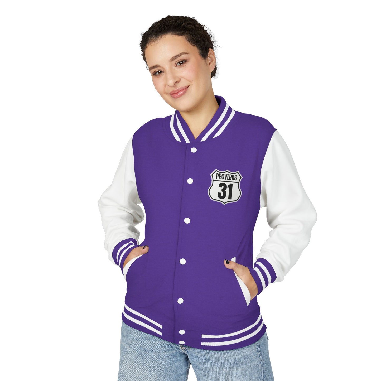 P:31 Letterman Jacket – Proverbs 31 Faith & Fashion Varsity Style for Women of Purpose