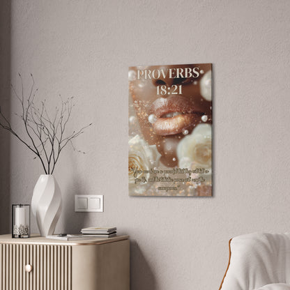 Life and Death Are in the Power of the Tongue | Proverbs 18:21 Christian Canvas Wall Art