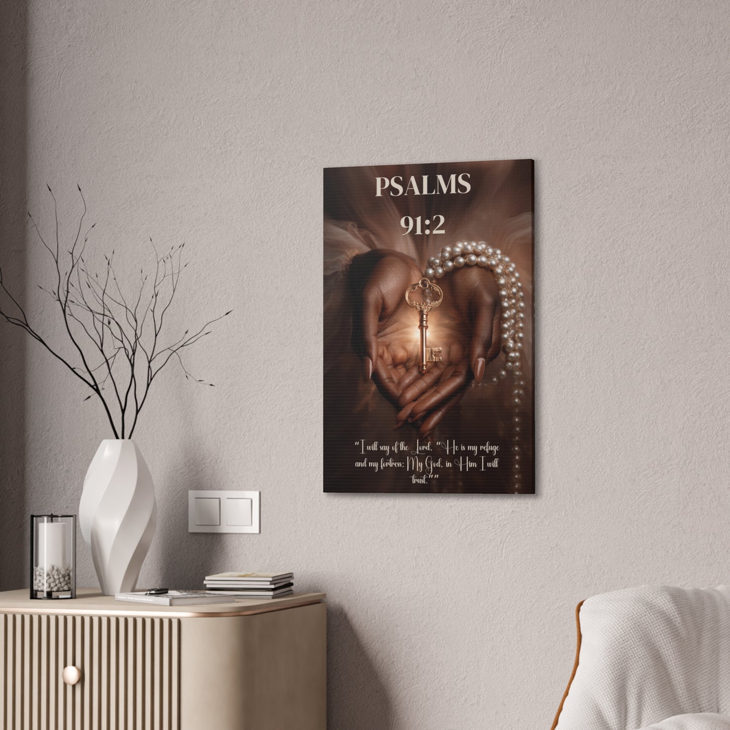 The Lord Is My Refuge and Fortress | Psalm 91:2 Christian Canvas Wall Art