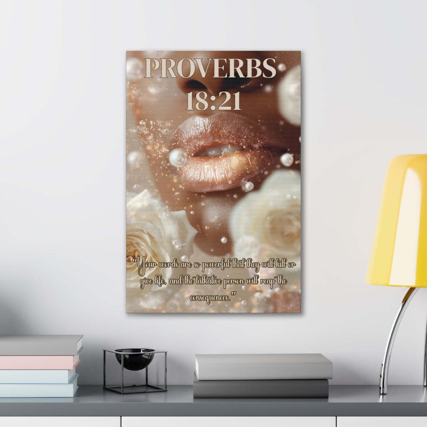 Life and Death Are in the Power of the Tongue | Proverbs 18:21 Christian Canvas Wall Art