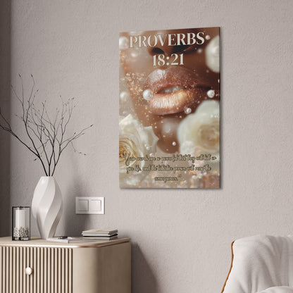 Life and Death Are in the Power of the Tongue | Proverbs 18:21 Christian Canvas Wall Art