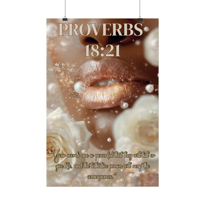 Life and Death Are in the Power of the Tongue | Proverbs 18:21 Christian Wall Art Poster’