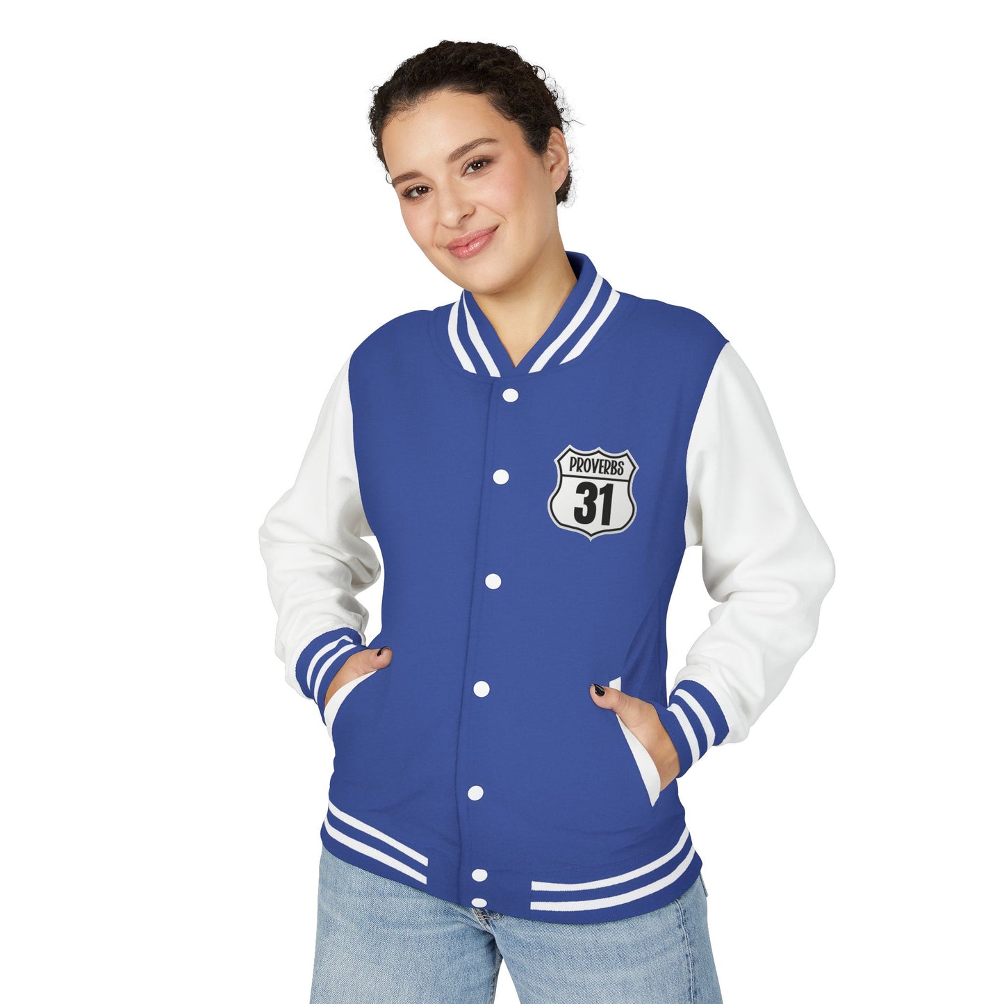 P:31 Letterman Jacket – Proverbs 31 Faith & Fashion Varsity Style for Women of Purpose