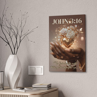 For God So Loved the World | John 3:16 Christian Canvas Wall Art