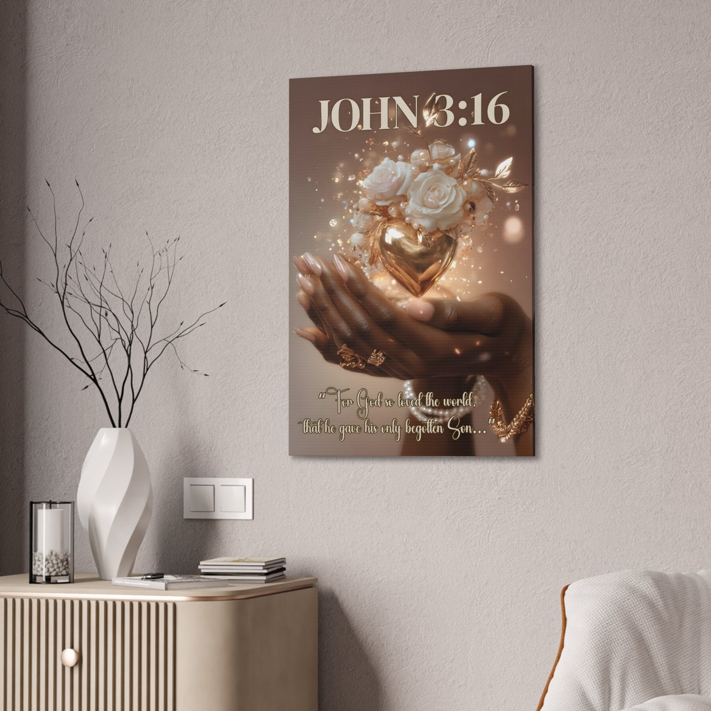 For God So Loved the World | John 3:16 Christian Canvas Wall Art