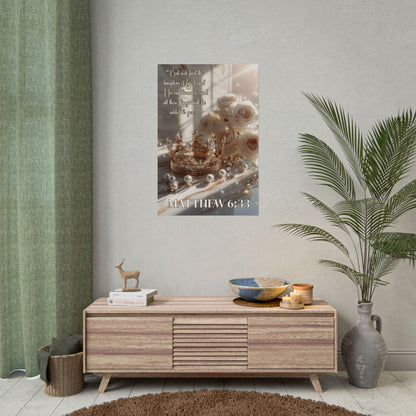 Seek Ye First the Kingdom of God | Matthew 6:33 Christian Wall Art Poster