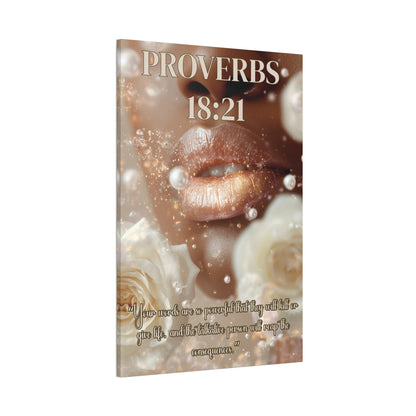 Life and Death Are in the Power of the Tongue | Proverbs 18:21 Christian Canvas Wall Art