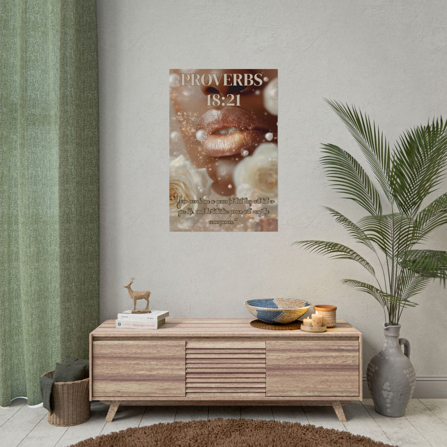 Life and Death Are in the Power of the Tongue | Proverbs 18:21 Christian Wall Art Poster’