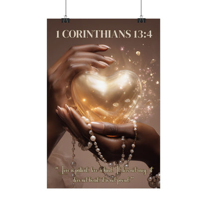 Love Is Patient, Love Is Kind | 1 Corinthians 13:4 Christian Wall Art Poster