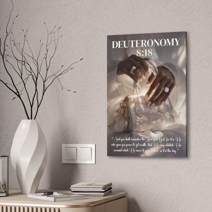 It Is God Who Gives Power to Get Wealth | Deuteronomy 8:18 Christian Canvas Wall Art