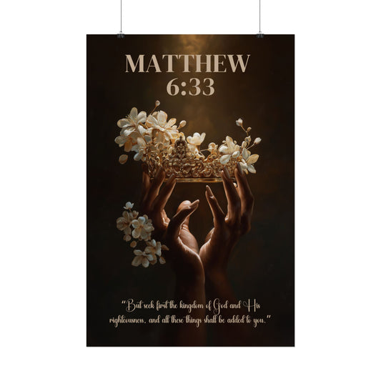 Seek First the Kingdom of God | Matthew 6:33 Christian Wall Art Poster