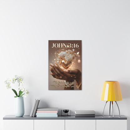 For God So Loved the World | John 3:16 Christian Canvas Wall Art