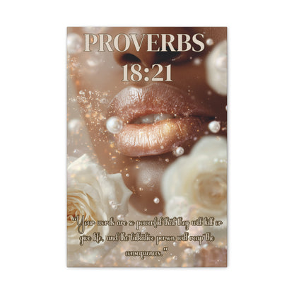 Life and Death Are in the Power of the Tongue | Proverbs 18:21 Christian Canvas Wall Art