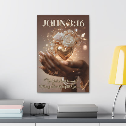 For God So Loved the World | John 3:16 Christian Canvas Wall Art