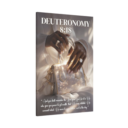 It Is God Who Gives Power to Get Wealth | Deuteronomy 8:18 Christian Canvas Wall Art