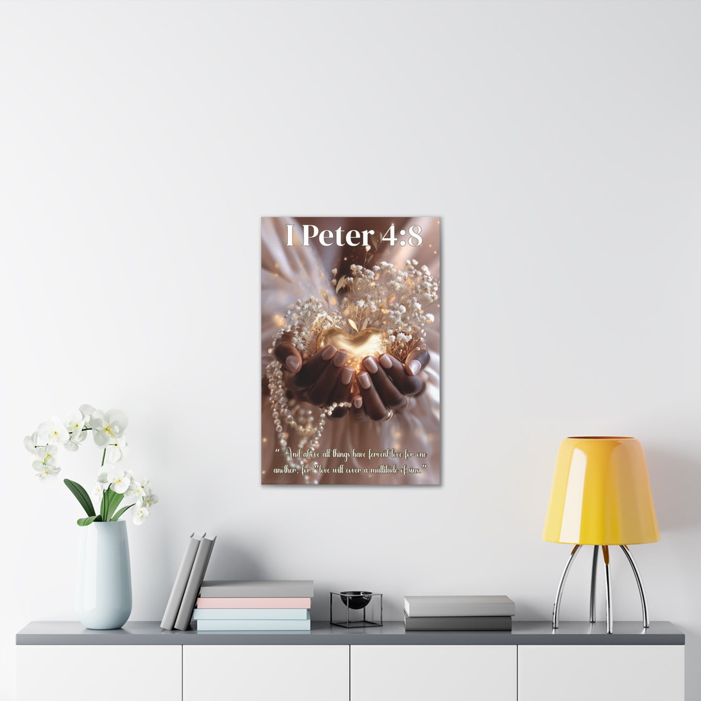 Love Covers a Multitude of Sins | 1 Peter 4:8 Christian Canvas Wall Art