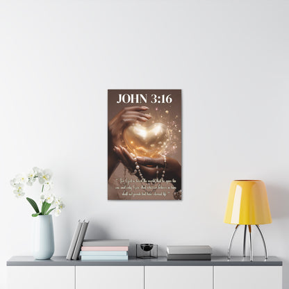 For God So Loved the World | John 3:16 Christian Canvas Wall Art